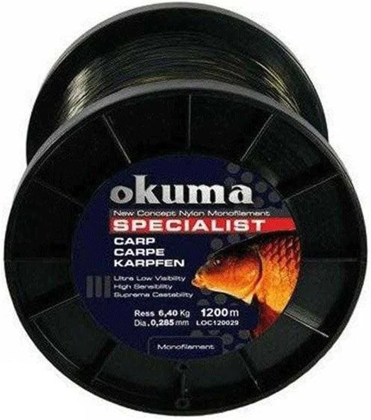 Okuma Carp 1200 mt 17,00 lb 7.73 kg 0,34 mm Camou Misina ürün görseli 1