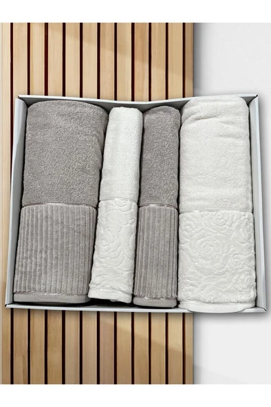 Sevgi Hamam Takımı 4 Parça Krem - Bej ürün görseli 1