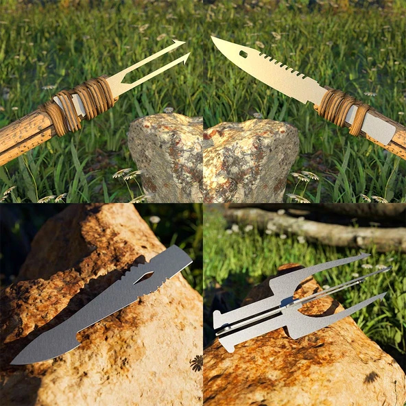 Kamp Ayısı® SpearSet™ 4’lü Bushcraft Mızrak Ucu Seti - Avcılık ve Hayatta Kalma Ekipmanı ürün görseli 1