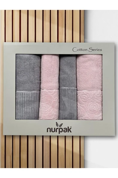 Sevgi Hamam Takımı 4 Parça Gri - Pudra - Resim 2