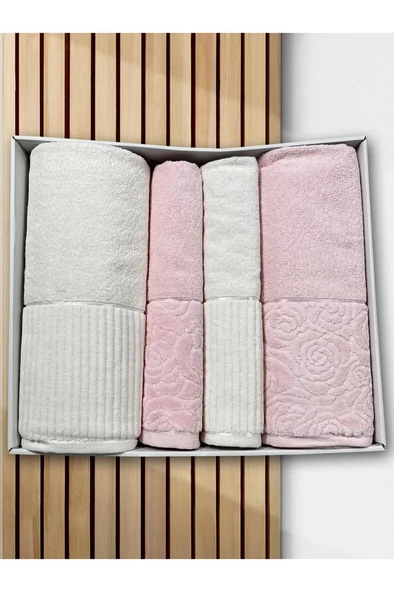 Sevgi Hamam Takımı 4 Parça Krem - Pudra ürün görseli 1