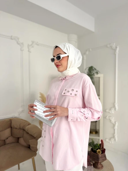 KUŞGÖZÜ DETAYLI GÖMLEK - Resim 5