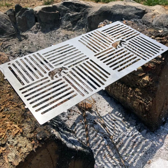 Kamp Ayısı® PyroWide Wire™ Yekpare Paslanmaz Çelik Bushcraft Izgara Teli Hafif Portatif 37 × 18 cm ürün görseli 1