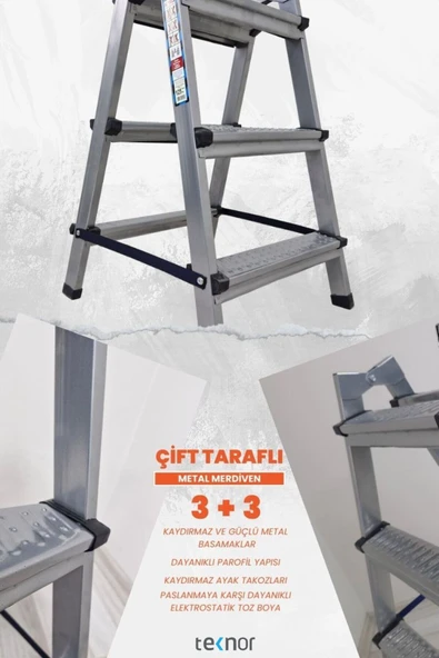Teknor Kutlu Çift Taraflı 3+3 Metal Merdiven - Resim 4