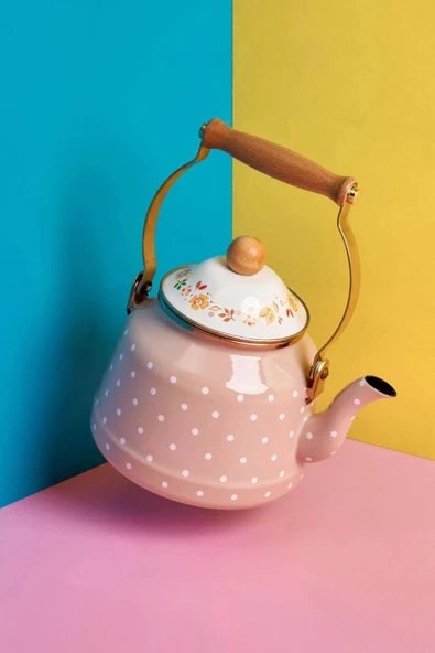 Miss Betty Vintage Ahşap Saplı Güzgülü Puantiye Kettle 2,5LT MiSS-63445-03 ürün görseli 1