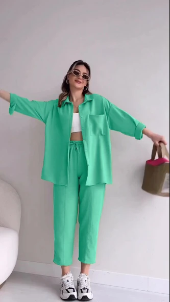 Keten Günlük İkili Takım Elbise Pantolon Gömlek ürün görseli 1