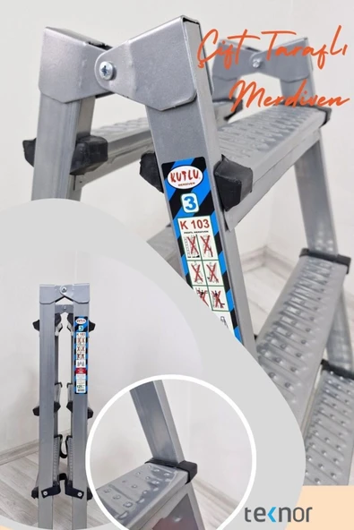 Teknor Kutlu Çift Taraflı 3+3 Metal Merdiven - Resim 3