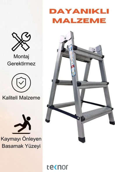 Teknor Kutlu Çift Taraflı 3+3 Metal Merdiven - Resim 7