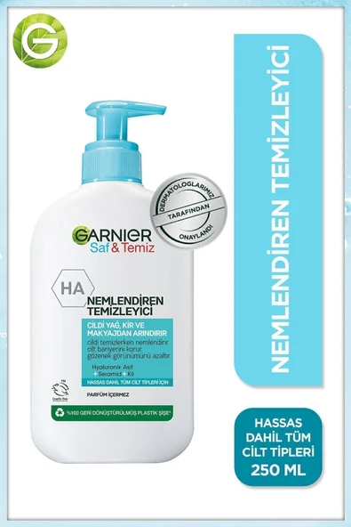 Garnier Saf& Temiz Nemlendiren Temizleyici [ Hyaluronik Asit Seramid Kil] 250 ml Yüz Temizleme Jeli ürün görseli 1