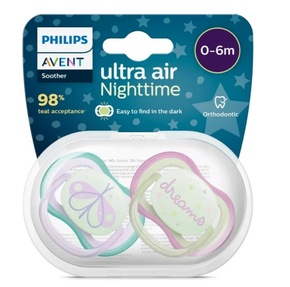 Philips Avent Ultra Air Gece Emzik 0-6 Ay 2li Kız SCF376/19 ürün görseli 1