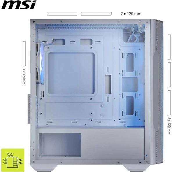 MSI MAG FORCE M100R WHITE GAMING MICRO-TOWER PC KASASI BEYAZ - Resim 5