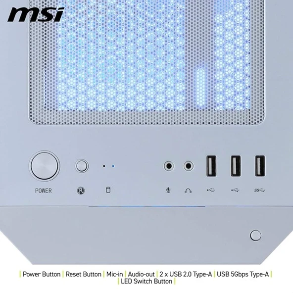 MSI MAG FORCE M100R WHITE GAMING MICRO-TOWER PC KASASI BEYAZ - Resim 6