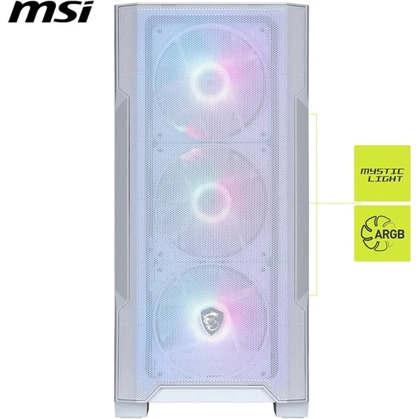 MSI MAG FORCE M100R WHITE GAMING MICRO-TOWER PC KASASI BEYAZ - Resim 2