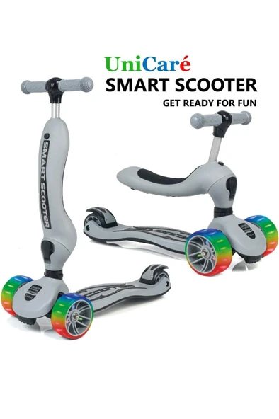 Unicare Smart Oturaklı Çocuk Scooter / Gri ürün görseli 1
