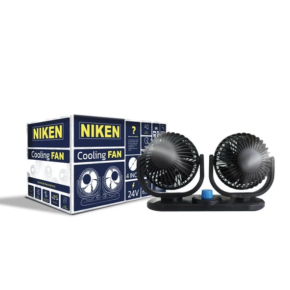 NİKEN Araç içi vantilatör çift başlı küçük 24volt 4 inç NİKEN ürün görseli 1