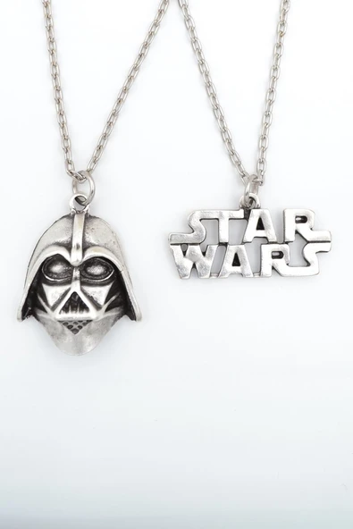 2'li Star Wars - Darth Vader Gümüş Kaplama Kolye Seti ürün görseli 1