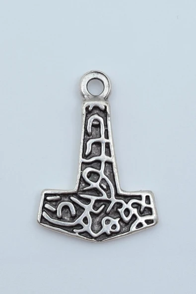 Thor Mjollnir Hammer Gümüş Kaplama Kolye Ucu ürün görseli 1