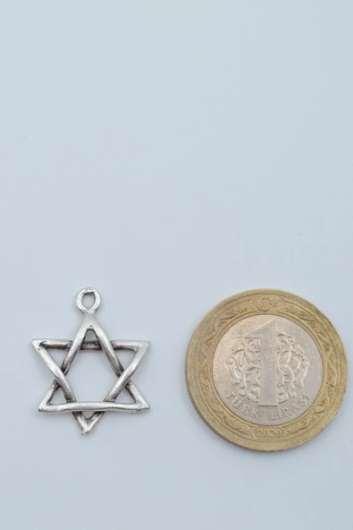 Minimal Pentagram Gümüş Kaplama Kolye Ucu - Resim 3