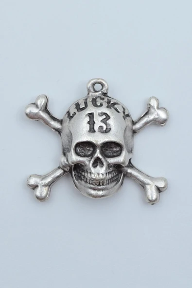 Lucky 13 Kuru Kafa Gümüş Kaplama Kolye Ucu ürün görseli 1