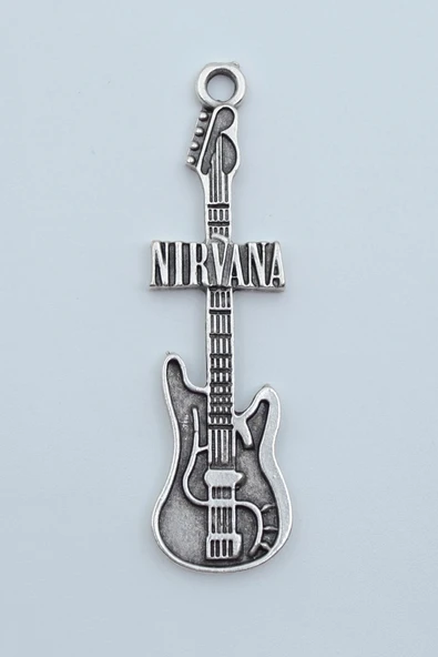 Nirvana Elektro Gitar Gümüş Kaplama Kolye Ucu ürün görseli 1