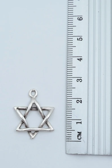 Minimal Pentagram Gümüş Kaplama Kolye Ucu - Resim 2