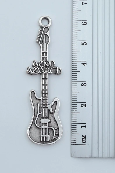 Amon Amarth Elektro Gitar Gümüş Kaplama Kolye Ucu - Resim 2