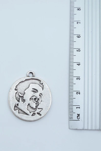 Che Guevara Madalyon Gümüş Kaplama Kolye Ucu - Resim 2