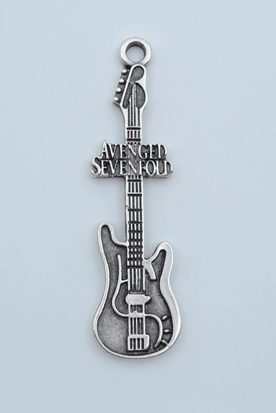Avenged Sevenfold Elektro Gitar Gümüş Kaplama Kolye Ucu ürün görseli 1