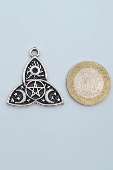 Triquetra Gümüş Kaplama Kolye Ucu - Resim 3