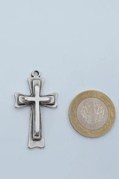 Haç Gümüş Kaplama Kolye Ucu - Resim 3