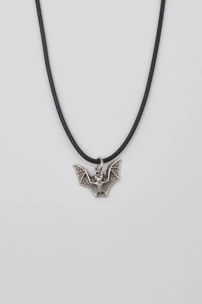Minimalist Gotik Yarasa Kolye - PU Deri İp Zincirli Unisex Gümüş Kaplama - 60 cm ürün görseli 1