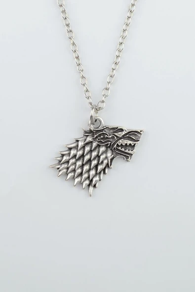 Game Of Thrones Kurt Gümüş Kaplama Düz Zincir Kolye ürün görseli 1