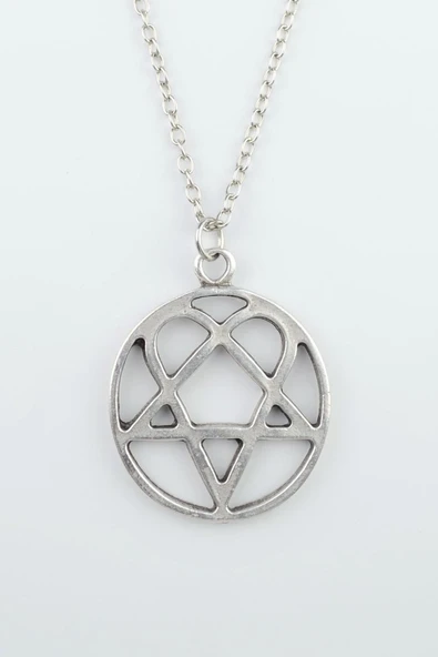 Heartagram Gümüş Kaplama Düz Zincir Kolye ürün görseli 1