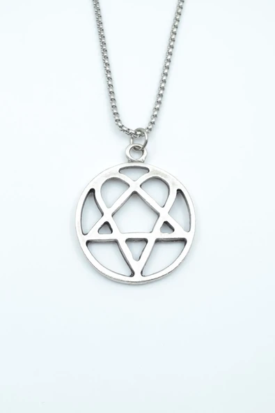 Heartagram Gümüş Kaplama Örme Zincir Kolye ürün görseli 1