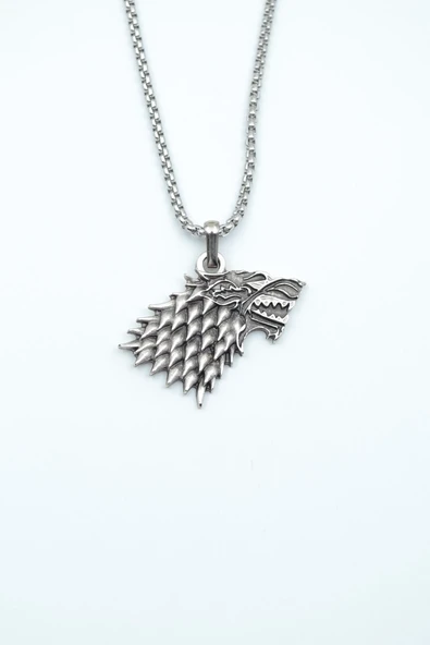 Game Of Thrones Kurt Gümüş Kaplama Örme Zincir Kolye ürün görseli 1