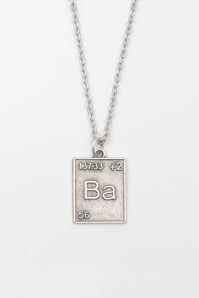 Modern Breaking Bad Ba Element Kolye - Düz Ezme İthal Zincirli Unisex Gümüş Kaplama - 60 cm ürün görseli 1
