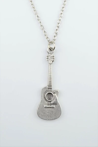 Gitar Gümüş Kaplama Düz Zincir Kolye ürün görseli 1