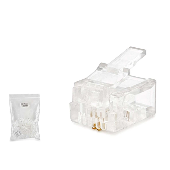 RJ11 Konnektör 2 Pın Telefon 100 Lü Paket Şeffaf HDX5018 ürün görseli 1