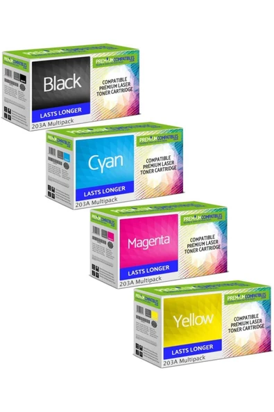 HP Compatible 203A CMYK Multipack Toner Cartridges (CF540A /CF541A /CF543A /CF542A) ürün görseli 1