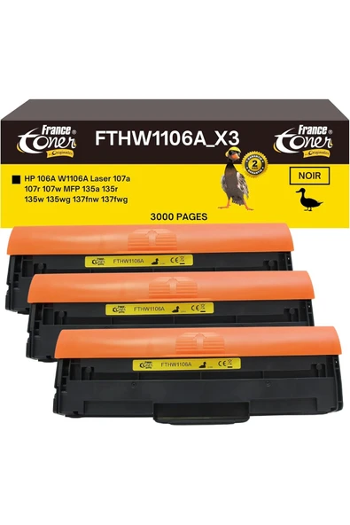 HP MUADİLLaser 107a 107r 107w MFP 135a 135r 135w 137fnw 106A (ÇİPLİ, 3ADET) ürün görseli 1