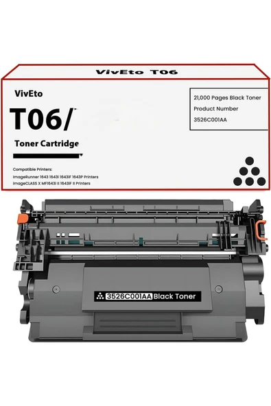 Canon MAUDİL ÇİPSİZ T06 Black Toner imageRunner 1643 1643i 1643iF 1643P ÇİPSİZ TONER ürün görseli 1