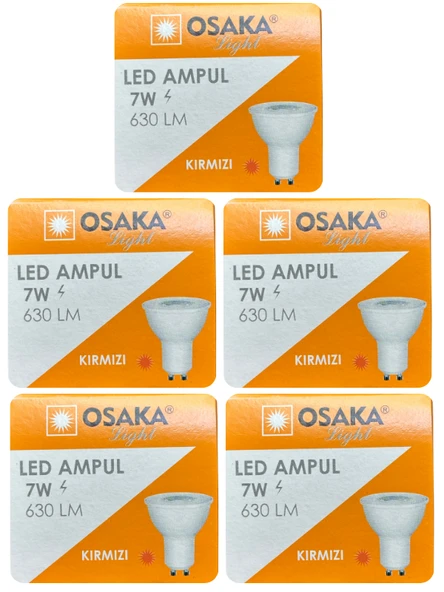 (5 Adet) Osaka 7W Kırmızı Işık GU10 Duylu Led Çanak Ampul ürün görseli 1