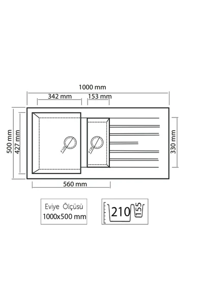 Thorax Granit Eviye Harlem T2 Siyah 100X50 - Resim 2