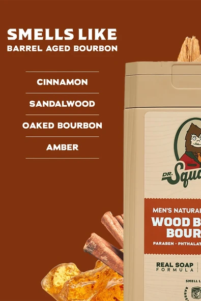 Dr.Squatch Men's Wood Barrel Bourbon Duş Jeli 414ML - Resim 3
