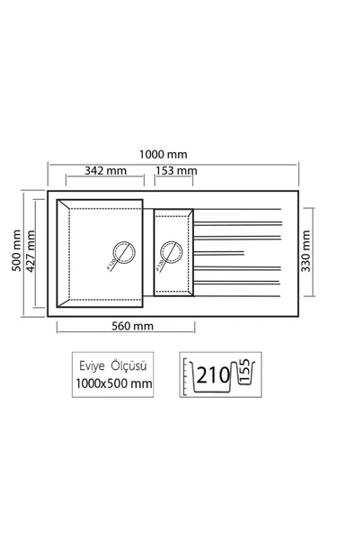 Thorax Granit Eviye Harlem T2 Beyaz 100X50 - Resim 2