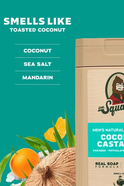 Dr.Squatch Men's Coconut Castaway Duş Jeli 414ML - Resim 3