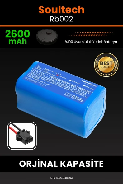robo-mi Soultech RB002 2600mAh Robot Süpürge Bataryası - Sertifikalı Güvenlik, Gerçek Kapasite ürün görseli 1