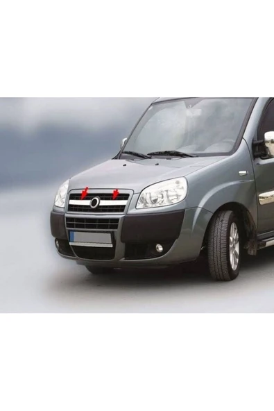 Fiat Doblo 2005-2006-2007-2008-2009-2010 Krom Ön Panjur 2 Parça Paslanmaz Çelik ürün görseli 1