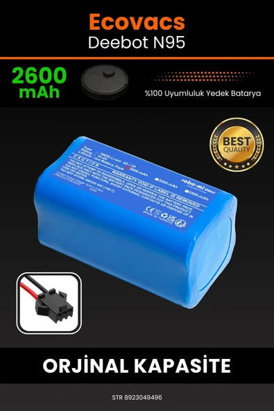 robo-mi Ecovacs Deebot N95 2600mAh Robot Süpürge Bataryası - Yüksek Yoğunluklu Li-ion Hücre ürün görseli 1