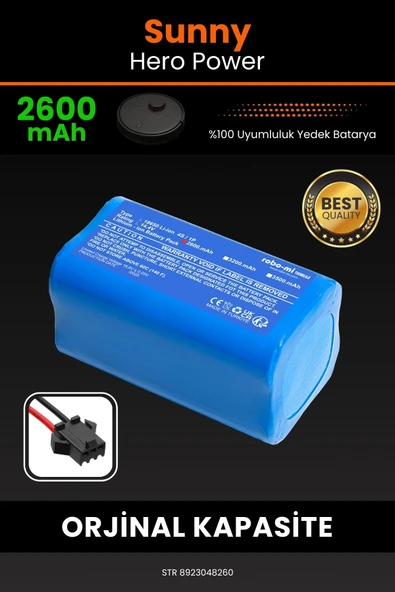 robo-mi Sunny Hero Power 2600mAh Robot Süpürge Bataryası - Sertifikalı Güvenlik, Gerçek Kapasite ürün görseli 1